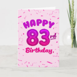 Cartão 83rd Balloon Number Custom Name Birthday Card