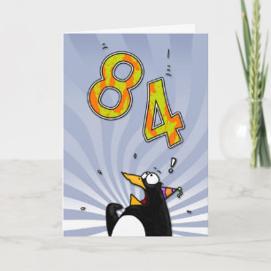 Cartão 84th Birthday - Penguin Surprise Card