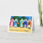 Cartão 85th Birthday Card for a Father - Beach Huts<br><div class="desc">An 85th Birthday Card for a father with row of beach huts from a handpainted paper collage by Judy Adamson. You can customise the inside of the card and I can easily change the front cover text on request through my store.</div>