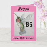 Cartão 85th Birthday Sweet Pretty Hummingbird<br><div class="desc">Celebrate her 85th birthday with an elegant hummingbird design on a charming greeting card. Created from my original watercolour painting, the lovely little bird image will brighten the birthday for birdwatchers and nature lovers. The special woman in your life will love the pastel colours of cream, pink and teal green...</div>