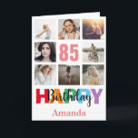 Cartão 85th Happy Birthday Photo Collage Modern Pink Card<br><div class="desc">85th Happy Birthday Photo Collage Modern Pink Card with personalized name. For further customization,  please click the "Customize it" button and use our design tool to modify this template.</div>