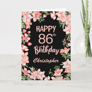 Cartão 86.º Aniversário Cor de Água Pêssega Cor Flora