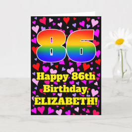 Cartão 86.º aniversário: Padrão de Corações Adoráveis, Ar