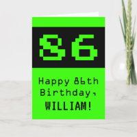 86.o aniversário: Nerdy / Geeky Style "86" e Nome