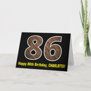Cartão 86.o aniversário: Nome + Padrão "86" do Grain da
