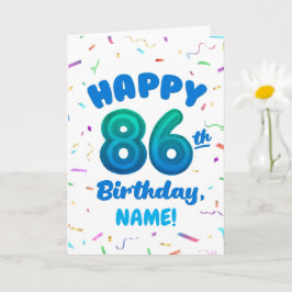 Cartão 86th Balloon Number Custom Name Birthday Card