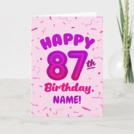 Cartão 87th Balloon Number Custom Name Birthday Card
