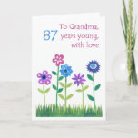 Cartão 87th Birthday Card for a Grandmother - Flowers<br><div class="desc">A chic,  floral 87th Birthday Card for a Grandmother,  from a handpainted paper collage by Judy Adamson. Please contact me through my store if your would like the front cover text changed and feel free to customise the inside message yourself.</div>