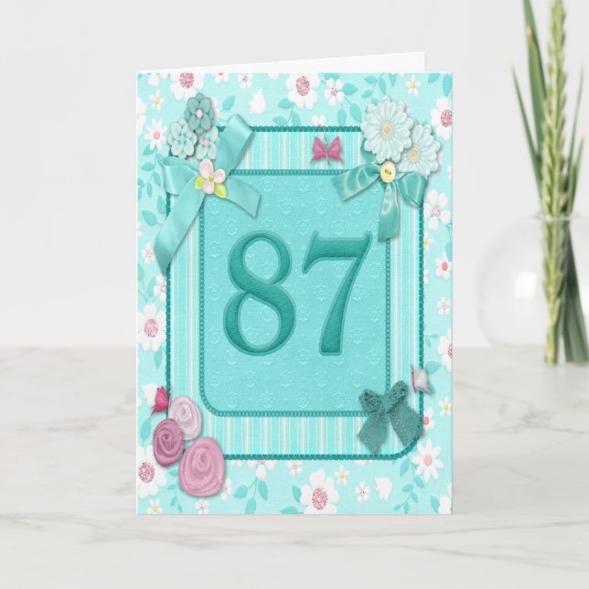 Cartão 87th birthday card with flowers (Frente)