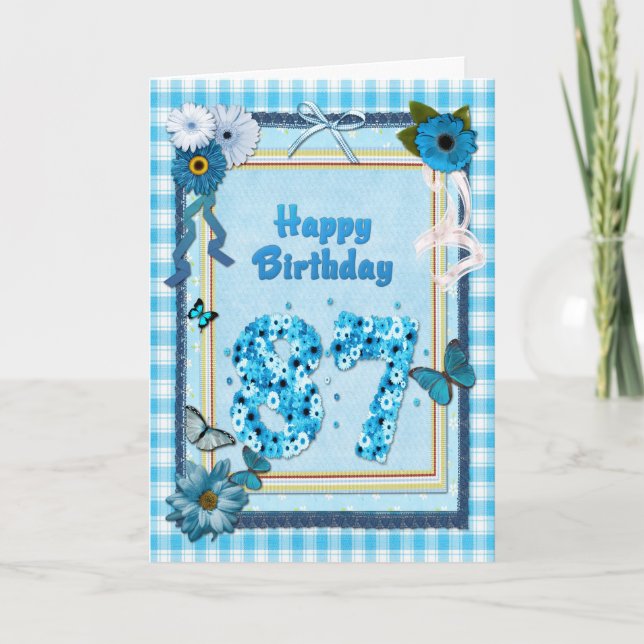 Cartão 87th  Birthday with a scrapbook effect (Frente)