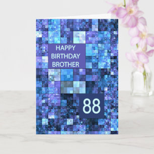 Cartão 88.º aniversário Irmão, Blue Squares,