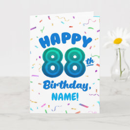 Cartão 88th Balloon Number Custom Name Birthday Card