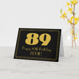 Cartão 89.º aniversário: Art Deco Inspirou "89" & Nome