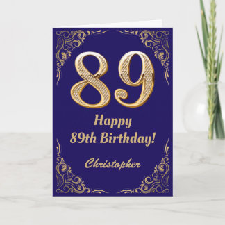 Cartão 89.º Quadro Azul de Marinho de Aniversário e Leve