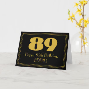 Cartão 89.o Aniversário: Art Deco Inspirou "89" & Nome