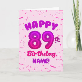 Cartão 89th Balloon Number Custom Name Birthday Card