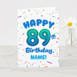 Cartão 89th Balloon Number Custom Name Birthday Card