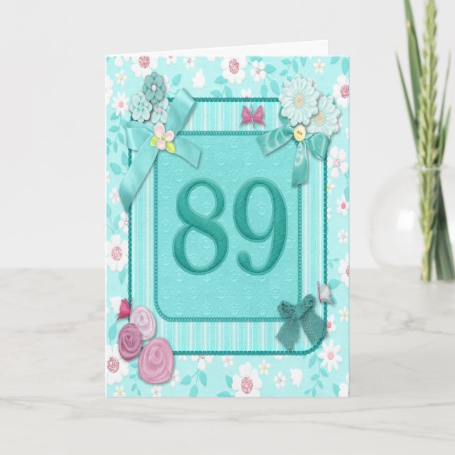 Cartão 89th birthday card with flowers (Frente)