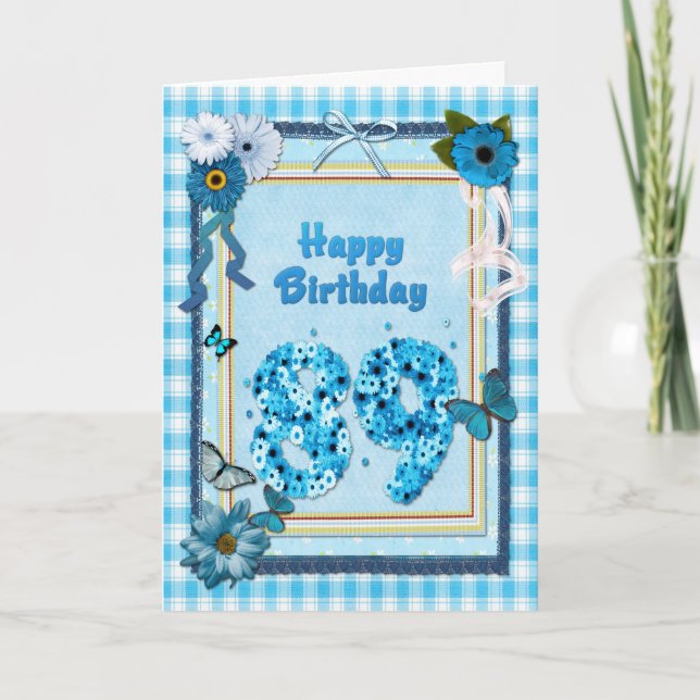 Cartão 89th  Birthday with a scrapbook effect (Frente)