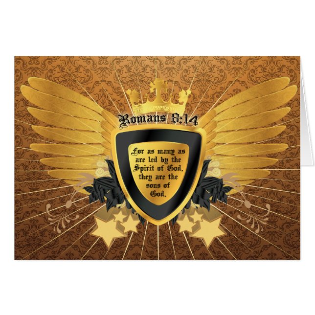 Cartão 8:14 Dourado dos romanos, filhos do deus (Frente Horizontal)