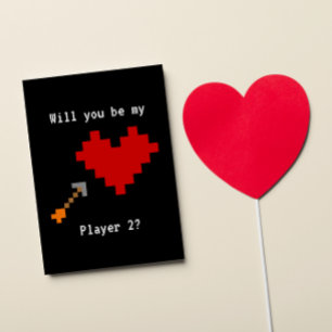 Cartão 8 Bit Heart and Arrow Player Two Valentine
