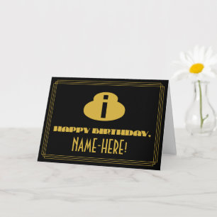 Cartão 8.o Aniversário: Nome + Arte Deco Inspirado "8"