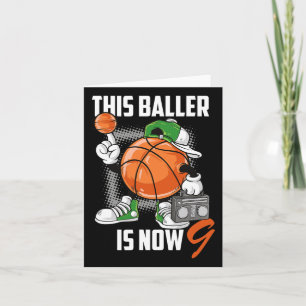 Cartão 9º Aniversário do Jogador de Bysketbyll Divertido 