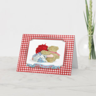 Cartão 900º urso de aniversário e boneca