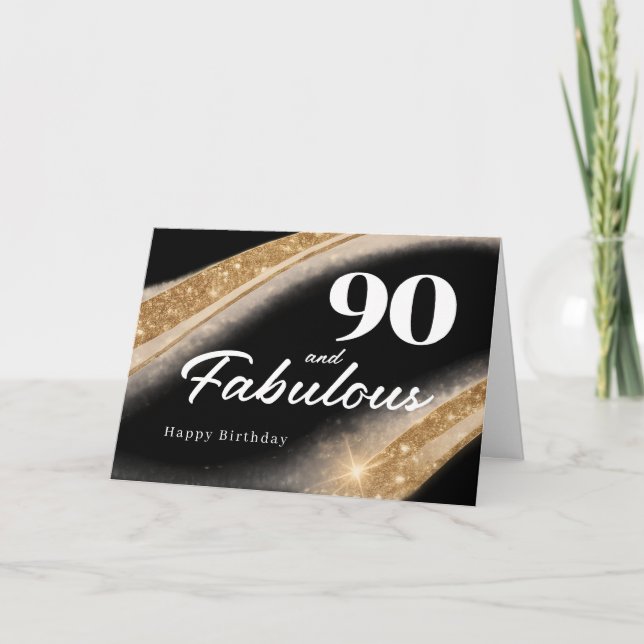 Cartão 90 and Fabulous Black Gold 90th Birthday (Frente)