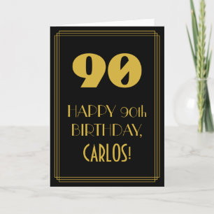 Cartão 90 Aniversário ~ Arte Deco Inspirou Aparência 90