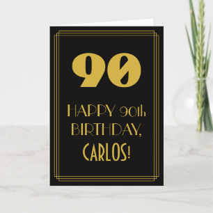 Cartão 90 Aniversário ~ Arte Deco Inspirou Olhar "90" & 