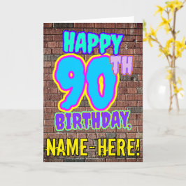 Cartão 90 Aniversário - Diversão, Grafite Urbano Inspirad