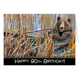 Cartão 90 Birthday Bear in Boat