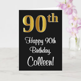 Cartão 90 Birthday ~ Elegante Luxurioso Faux Dourado apar