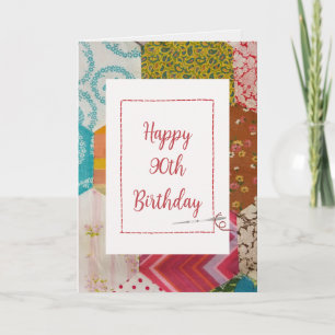 Cartão 90 Birthday Quilt Patterno com Agulha