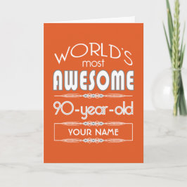 Cartão 90 Birthday Words Melhor Flame Orange Fabuloso
