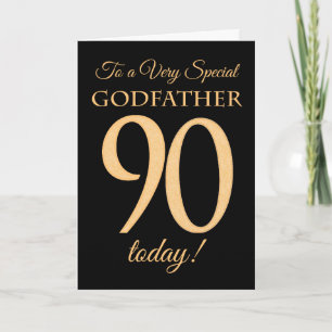 Cartão 90 efeito Dourado sobre o Negro, para o Aniversár