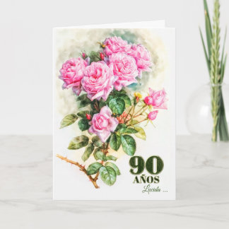 Cartão 90 espanhol Birthday Vintage Rosa Garden