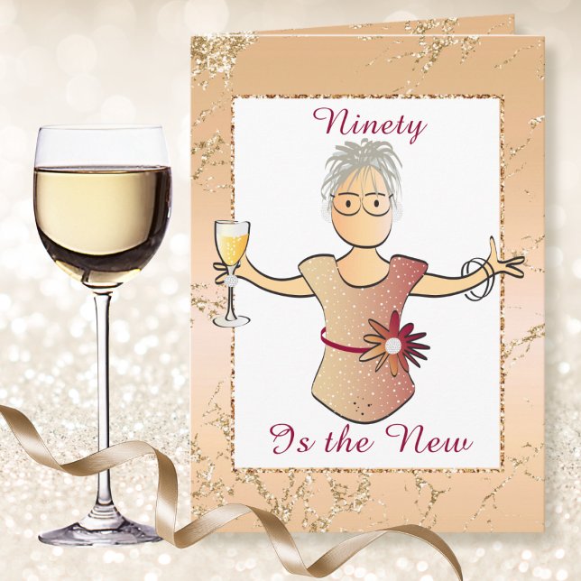 Cartão 90 Fabulosa Cartoon Fabulosa Fêmea Doce Aniversári (Criador carregado)