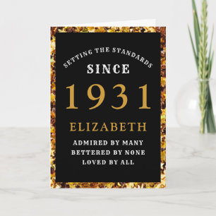 Cartão 90 Personalizado Aniversário 1931 Negro Dourado E