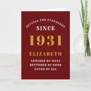 Cartão 90 personalizado Nascer de aniversário de 1931Verm