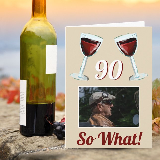 Cartão 90 Que 90 de Vinho Vermelho Motivacional Aniversár (Criador carregado)