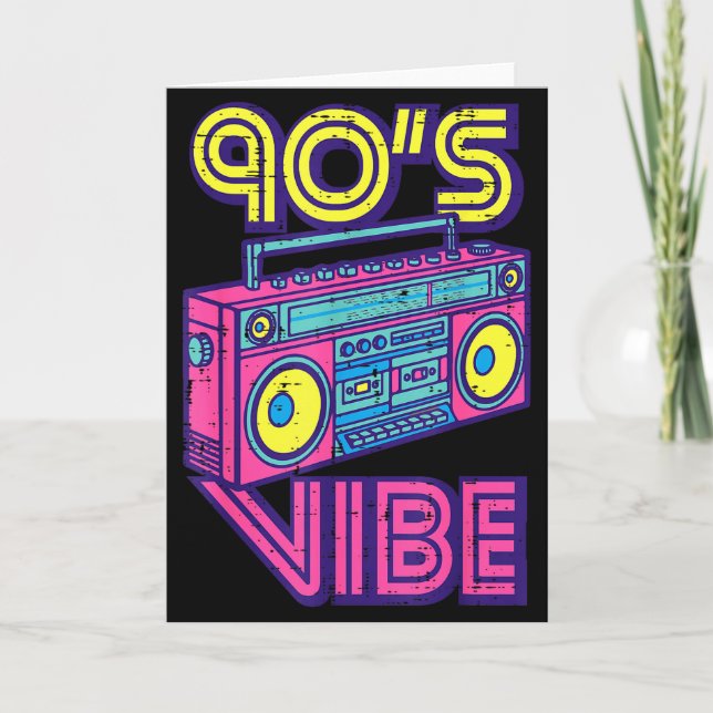 Cartão 90s Vibe Boom Box Radio Retro Music Lover Men Wome (Frente)