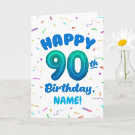 Cartão 90th Balloon Number Custom Name Birthday Card