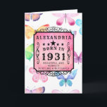 Cartão 90th Birthday Born 1931 Pink Watercolor Butterfly<br><div class="desc">A superb 90th birthday card for those born 1931.The beauty of butterflies with the softness of water colors and the pink wash makes this a special birthday card design. Easy to edit text using the template provided.</div>