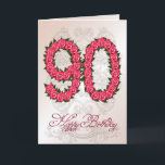 Cartão 90th birthday card with roses and leaves<br><div class="desc">Numbers formed from roses with delicate scrollwork in the background. A stunning birthday card for an elegant lady. See the whole range of cards for ages and relationships in my store. All artwork copyright Norma Cornes</div>