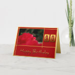 Cartão 90th Birthday Rhododendron Quote Greeting Card<br><div class="desc">Customizable Greeting Card with a photograph of rhododendron and golden numbers 90 (not customizable). You can easily add and change text inside (color,  font,  size and position) by clicking the customize button.</div>