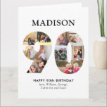 Cartão 90th Number Photo Collage Custom Name Greeting<br><div class="desc">Modern Trendy 90th Number Photo Collage Custom Name Greeting Card</div>