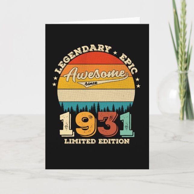 Cartão 91 Year Old Awesome Since 1931 91st Birthday Gift (Frente)