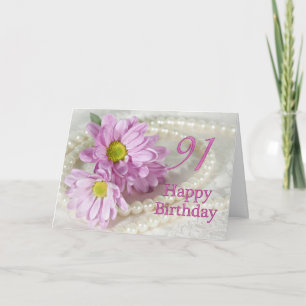 Cartão 91st Birthday card with daisies